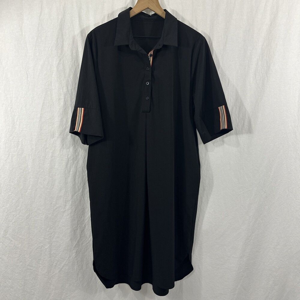 JOH Wendi Black Lagenlook Coastal Tunic Shirt Dress Womens L? Resortwear